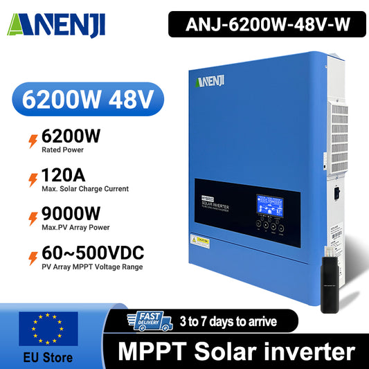 (🔥 618 BEST SELLER)Anenji 2026: Newly Upgraded 6.2 kW 48 V 230 V Hybrid Solar Inverter (On-Grid/Off-Grid) with Wi-Fi