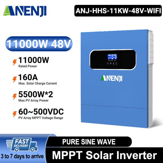 11KW 48V Hybrid Solar Inverter Pure Sine Wave Off-Grid+On-Grid 2*MPPT with WIFI