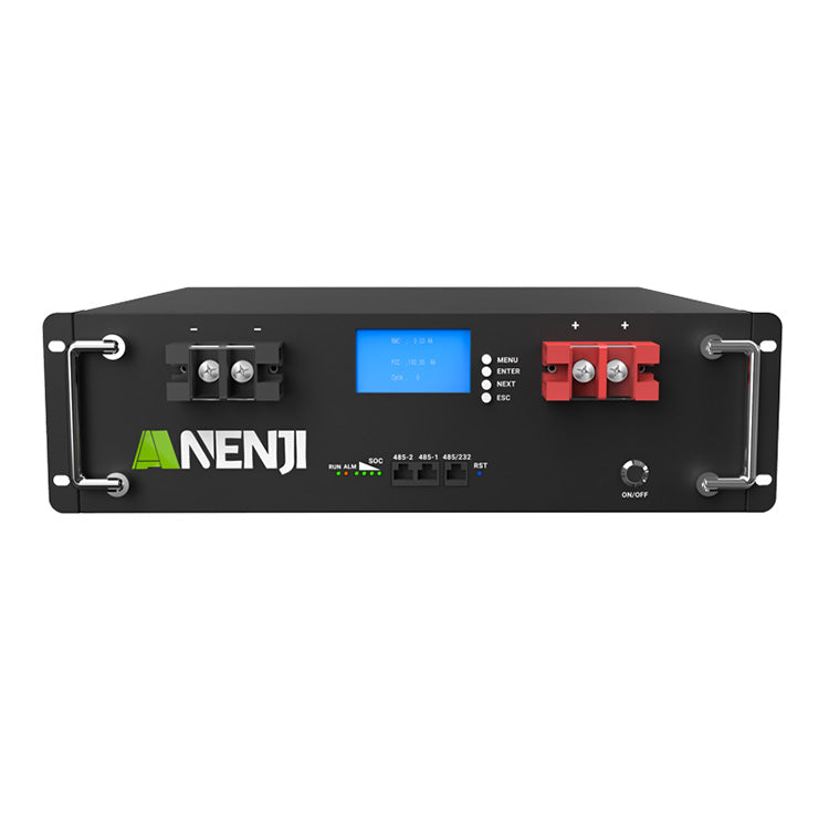 Anenjisolar51.2V 100Ah Rack-mounted LiFePO4 Battery 6000+ Cycles Built in BMS 5KWH Support Parallel for Solar System