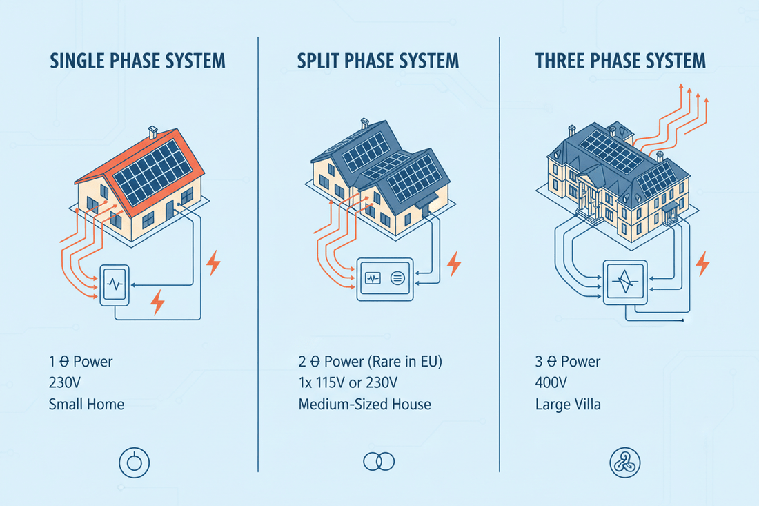 Single Phase vs Split Phase vs Three Phase Solar Systems — What European Homeowners Must Know - ANENJISOLAR