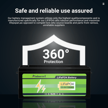 [🔥0 VAT] Aninerel 24V 100Ah LiFePO4 Battery Bluetooth 6000+ Cycles Grade A RV Solar Home Lithium Pack Built-in BMS - ANENJISOLAR