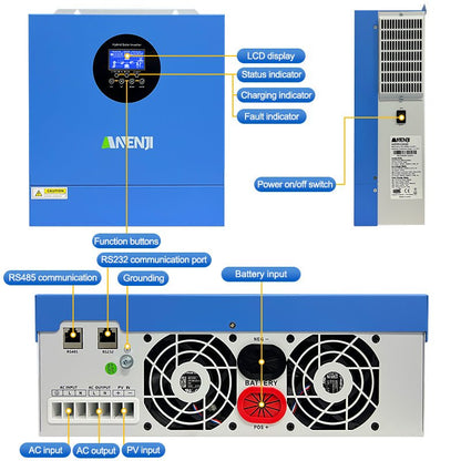 [0% Vat]2026 New Model：Anenji 2.5KW 12V 230V hybrid Solar Inverter MPPT Pure sine wave Off grid inverter with WIFI - ANENJISOLAR
