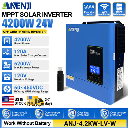 [0% Vat]Anenji 4.2KW 24V Hybrid Solar Inverter On grid Off grid Inverter with WIFI - ANENJISOLAR