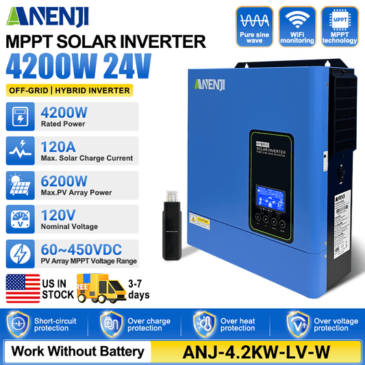 [0% Vat]Anenji 4.2KW 24V Hybrid Solar Inverter On grid Off grid Inverter with WIFI - ANENJISOLAR