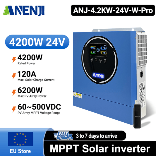 [0% Vat]Anenji 4.2KW-PRO 24V 230V Hybrid Solar Inverter On grid Off grid Inverter with WIFI 100A MPPT Dual Outputs - ANENJISOLAR