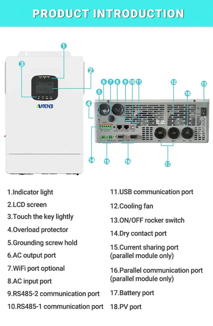 3.6KW 48V All in One Solar Charge Inverter with WiFi CT Optional Parallel Function