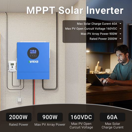 2KW 12V hybrid Solar Inverter MPPT Pure sine wave Off grid inverter with WIFI