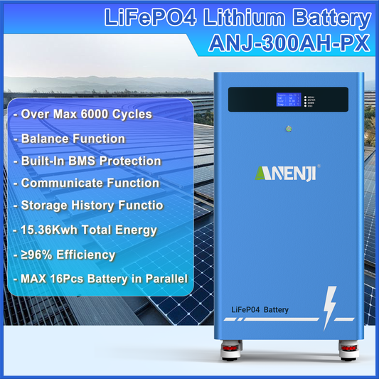 51.2V 300AH LiFePO4 Battery 15.36kWh Built-in BMS