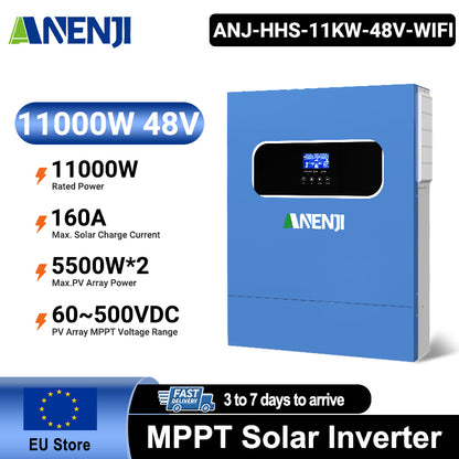 11KW 48V Hybrid Solar Inverter Pure Sine Wave Off-Grid+On-Grid 2*MPPT with WIFI