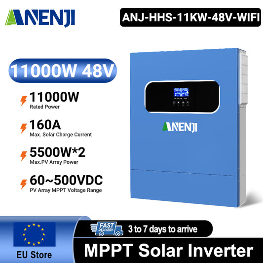 11KW 48V Hybrid Solar Inverter Pure Sine Wave Off-Grid+On-Grid 2*MPPT with WIFI