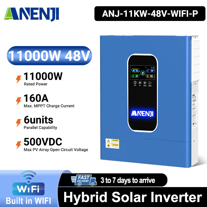 11KW 48V Hybrid Solar Inverter Pure Sine Wave Off-Grid+On-Grid 2*MPPT with WIFI Parallel Function for 6 unit Max