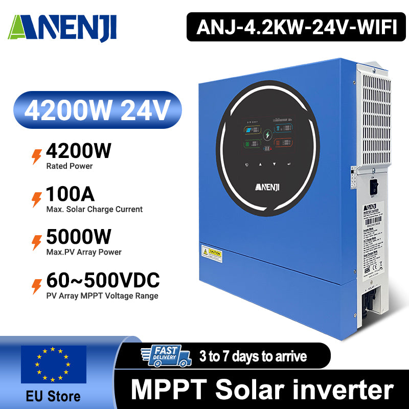 4.2KW 24V Hybrid Solar Inverter On grid Off grid Inverter with WIFI 100A MPPT Dual Outputs
