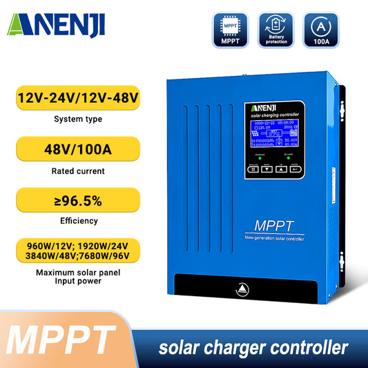 ANENJISOLAR 100A MPPT Solar Charge Controlller 12V 24V 48V Auto Battery