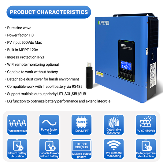 [0% Vat]Anenji 4.2KW 24V Hybrid Solar Inverter On grid Off grid Inverter with WIFI