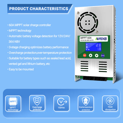 ANENJISOALR Power 60A MPPT Solar Charger Controller