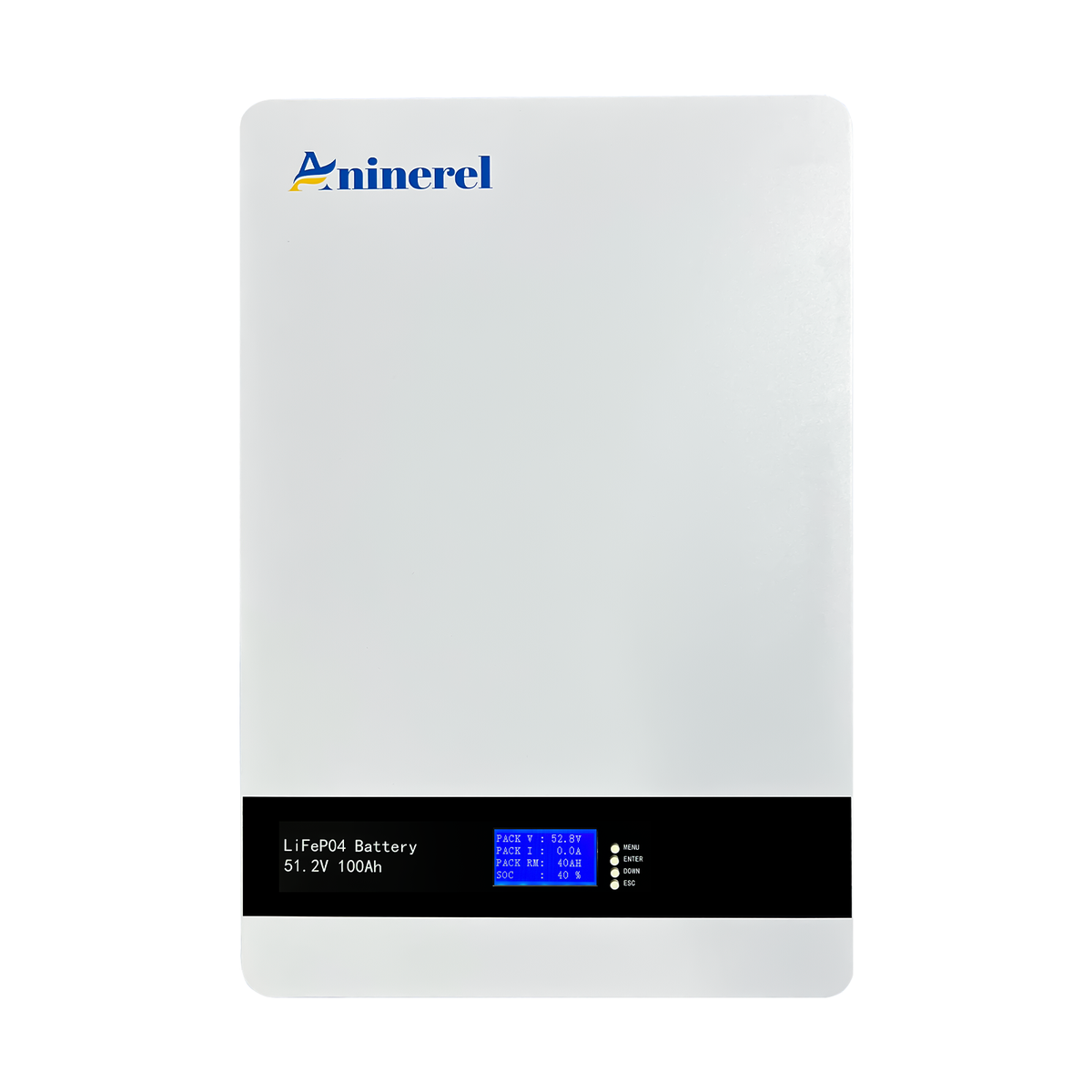 [0% Vat]Aninerel 51.2V 100Ah Powerwall LiFePO4 Wall-Mounted Battery Pack 48V 5Kwh for Solar Off/On Grid Built-in BMS 6000+ Cycles