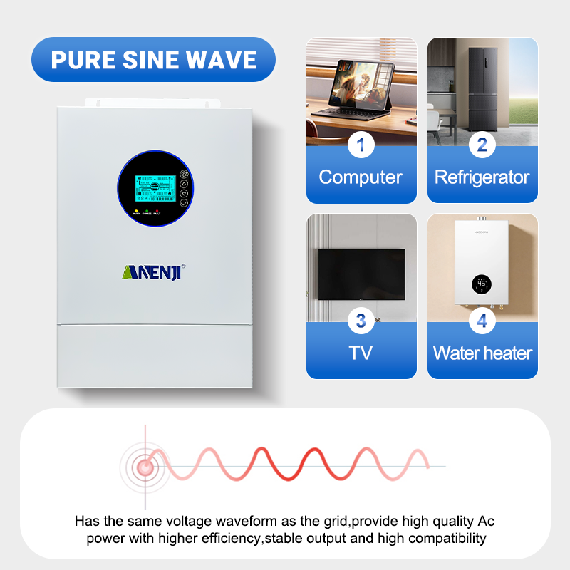 [0%VAT]Anenji 12KW 48V Hybrid Solar Inverter Split Phase 120V/240V Dual MPPT Charger Parallel 6 units