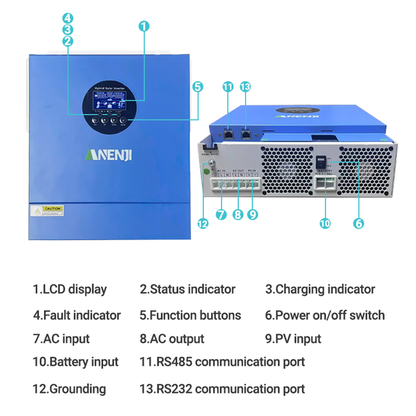 2KW 12V hybrid Solar Inverter MPPT Pure sine wave Off grid inverter with WIFI