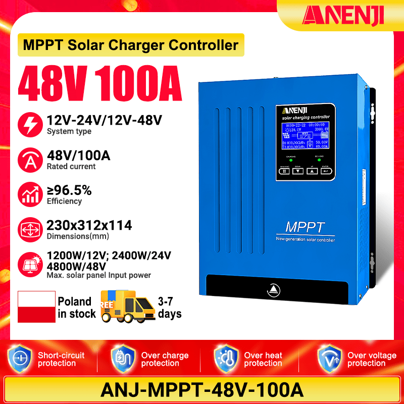 (🔥 618 BEST SELLER)ANENJI 100A MPPT Solar Charge Controlller 12V 24V 48V Auto Battery - ANENJISOLAR