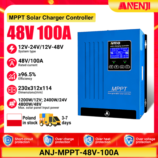 (🔥 618 BEST SELLER)ANENJI 100A MPPT Solar Charge Controlller 12V 24V 48V Auto Battery - ANENJISOLAR