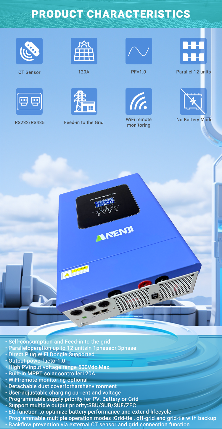 6.2KW/18.6KW 48V Hybrid Inverter/Parallel 3-Phase Inverter On grid Off grid with WIFI