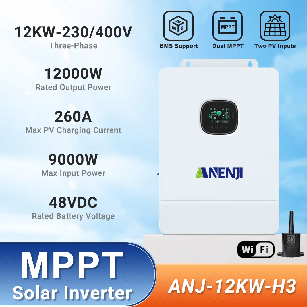 ANENJISOLAR 12KW-36KW 48V 3-Phase Off-Grid Solar Inverter 2*MPPT WIFI Max Parallel 6 units