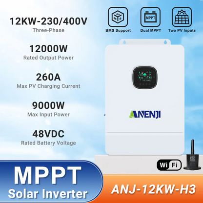 ANENJISOLAR 12KW-36KW 48V 3-Phase Off-Grid Solar Inverter 2*MPPT WIFI Max Parallel 6 units