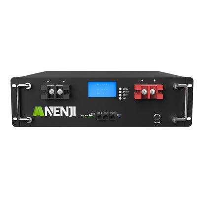 Anenjisolar51.2V 100Ah Rack-mounted LiFePO4 Battery 6000+ Cycles Built in BMS 5KWH Support Parallel for Solar System