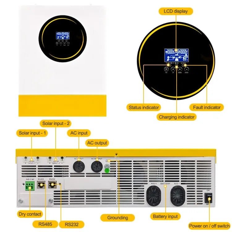 Anenji 11KW 48V 230v Hybrid Solar Inverter Pure Sine Wave Off - Grid+On - Grid 2*MPPT External WiFi - ANENJISOLAR
