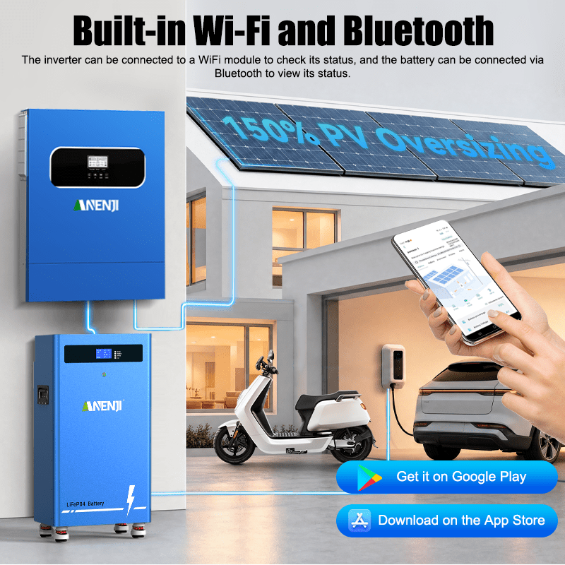 Anenji 11kW Dual‑MPPT Inverter +16kWh LiFePO4 Battery Bundle | Ukraine Winter Blackout Home Backup Kit - ANENJISOLAR