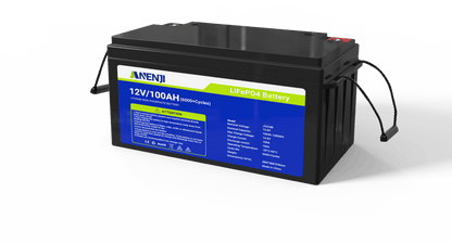 Anenji 12V 100AH LiFePO4 Battery 1.28Kwh 6000+ deep cycles Built - in BMS - ANENJISOLAR