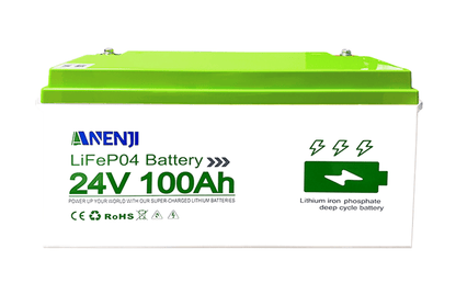 Anenji 24V 100AH LiFePO4 Battery Deep Cycles Lithium Iron Phosphate Battery - ANENJISOLAR