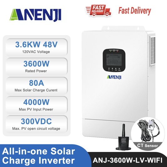 Anenji 3.6KW 48V 120V All in One Solar Charge Inverter with WiFi CT Optional Parallel Function - ANENJISOLAR