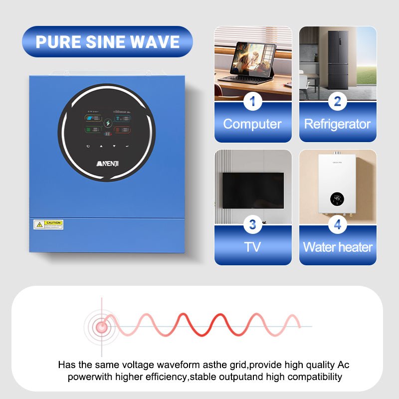 Anenji 4.2KW 24V 230V Hybrid Solar Inverter On grid Off grid Inverter with WIFI 100A MPPT Dual Outputs - ANENJISOLAR
