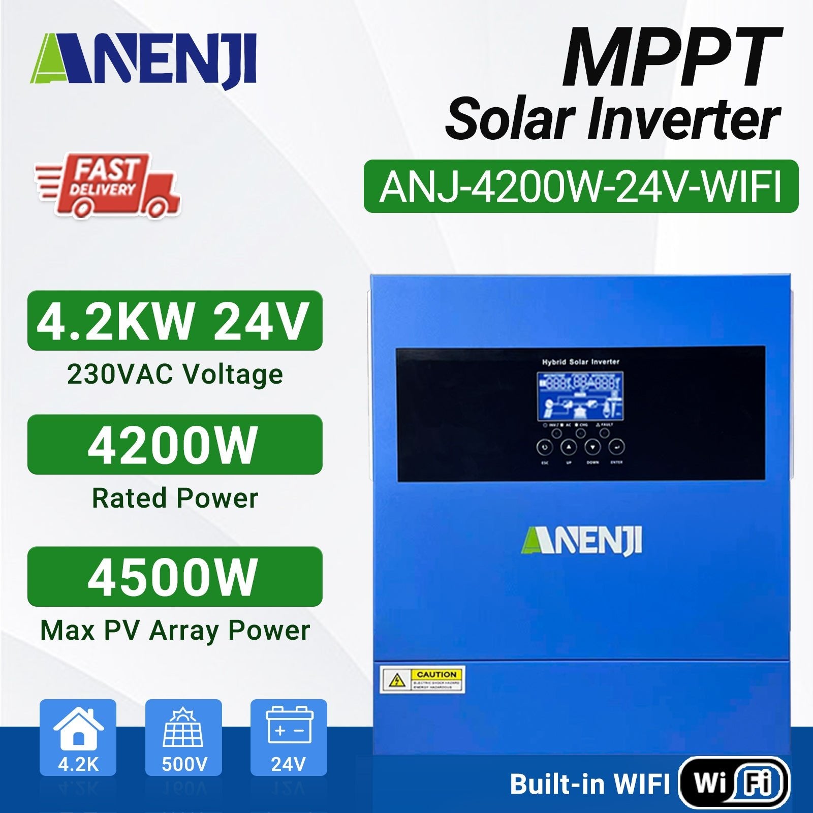 Anenji 4.2KW 24V 230V Hybrid Solar Inverter On grid Off grid Inverter with WIFI - ANENJISOLAR