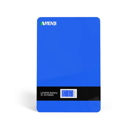 Anenji 51.2V 100Ah Powerwall LiFePO4 Wall - Mounted Battery Pack 48V 5Kwh for Solar Off/On Grid Built - in BMS 6000+ Cycles - ANENJISOLAR