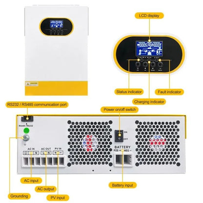 Anenji 6.2KW 48V 230v Hybrid Solar Inverter On grid Off grid Inverter with External WiFi - ANENJISOLAR
