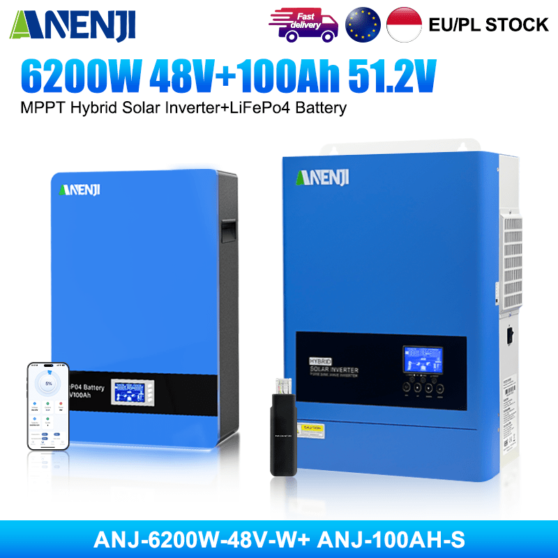 Anenji 6.2kW Power‑Hub +5kWh Powerwall LiFePO4 Bundle | Ukraine Winter Wartime Home Blackout Backup Kit - ANENJISOLAR