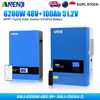Anenji 6.2kW Power‑Hub +5kWh Powerwall LiFePO4 Bundle | Ukraine Winter Wartime Home Blackout Backup Kit - ANENJISOLAR