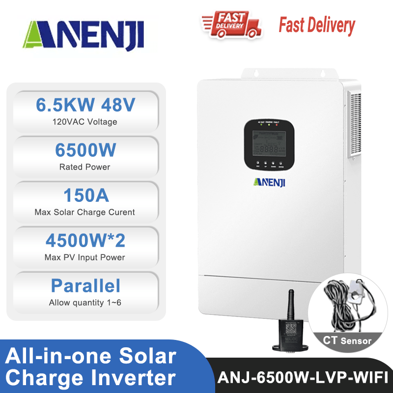 Anenji 6.5KW 48V 120V All in One Solar Charge Inverter with WiFi CT Optional Parallel Function - ANENJISOLAR