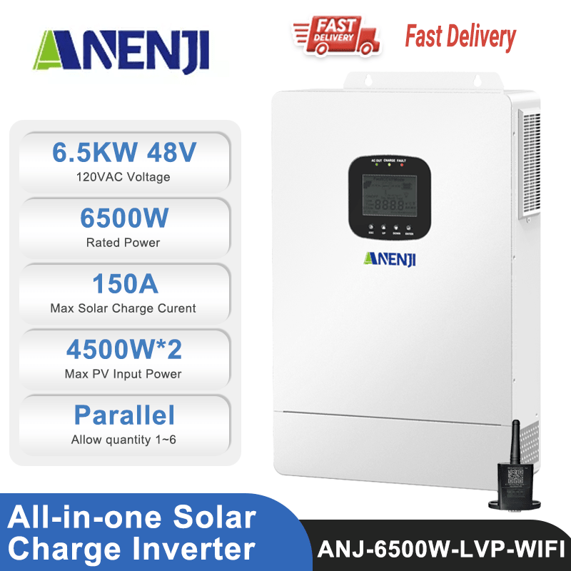 Anenji 6.5KW 48V 120V All in One Solar Charge Inverter with WiFi CT Optional Parallel Function - ANENJISOLAR