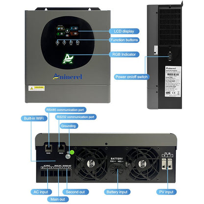 Aninerel 4.2 kW 24V/230V Hybrid Solar Inverter Grid-Tied/Off-Grid Inverter with WiFi 120 Amp MPPT Dual Output - ANENJISOLAR