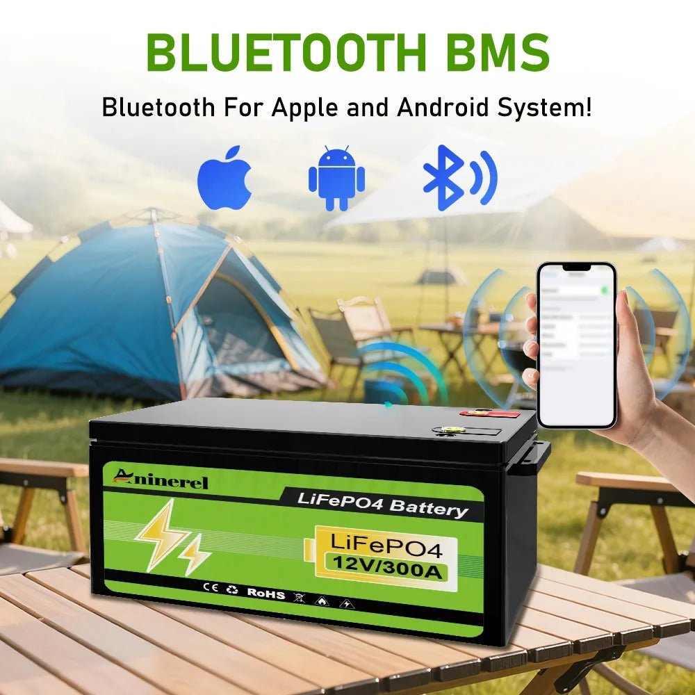 Aninerel LiFePO4 Battery 12.8V 304Ah 3.84Kwh 6000+ Cycles Bluetooth 12V 300Ah Home Solar RV Golf Cart Lithium Battery - ANENJISOLAR