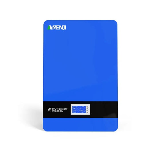 Anenji 51.2V 200Ah LiFePO4 Wall-Mounted Battery Pack 48V 10Kwh Built-in BMS 6000+ Cycles