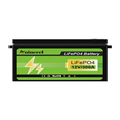 Aninerel LiFePO4 Battery 12.8V 304Ah 3.84Kwh 6000+ Cycles Bluetooth 12V 300Ah Home Solar RV Golf Cart Lithium Battery