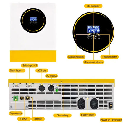 Anenji 11KW 48V 230v Hybrid Solar Inverter Pure Sine Wave Off-Grid+On-Grid 2*MPPT External WiFi