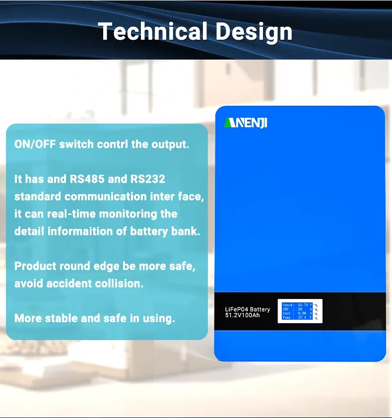 Anenji 51.2V 200Ah LiFePO4 Wall-Mounted Battery Pack 48V 10Kwh Built-in BMS 6000+ Cycles